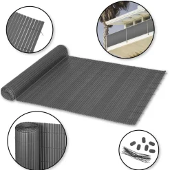 Ribelli Sichtschutzmatte, aus PVC, 120 x 400 cm, anthrazit - B-Ware sehr gut