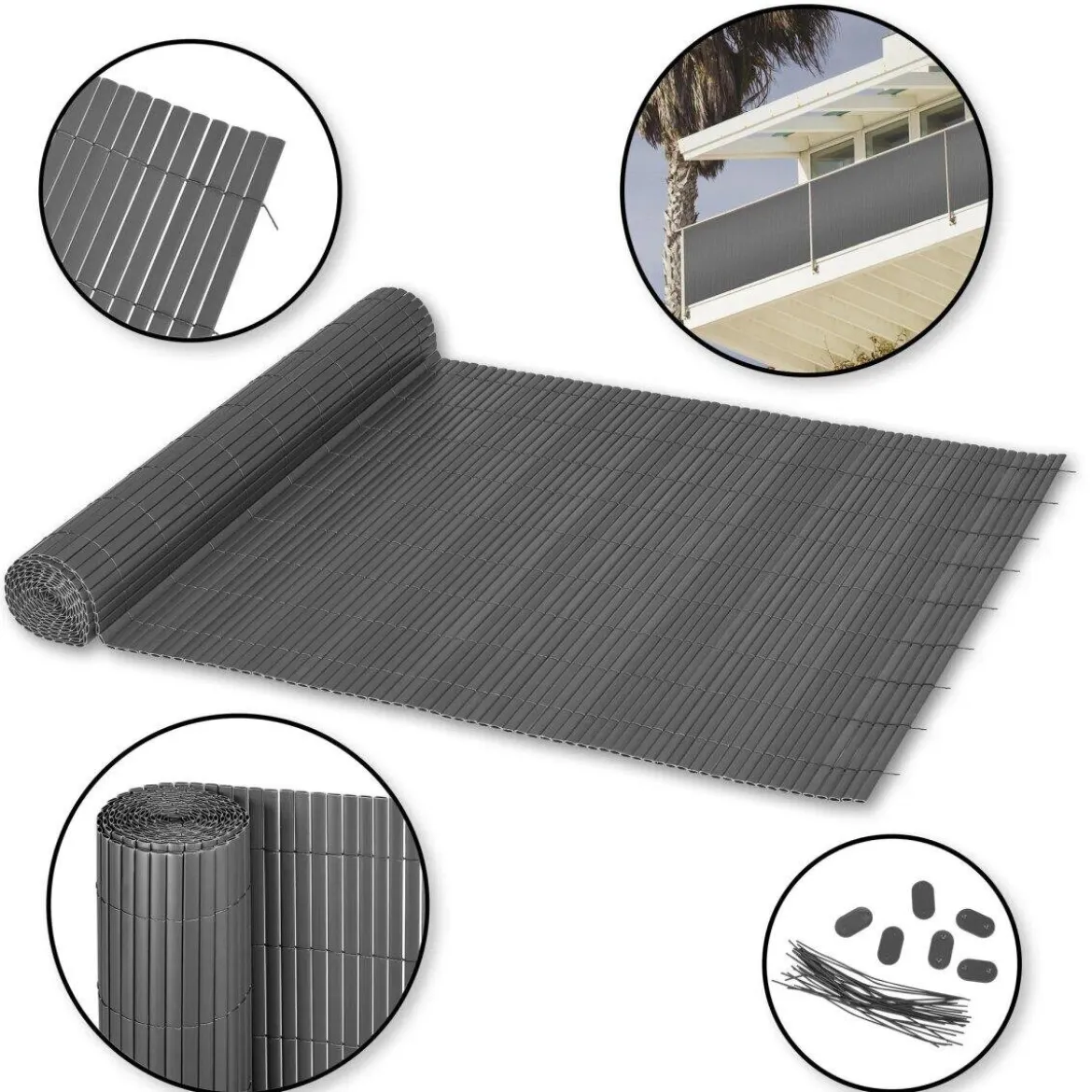 Ribelli Sichtschutzmatte, aus PVC, 120 x 400 cm, anthrazit - B-Ware sehr gut