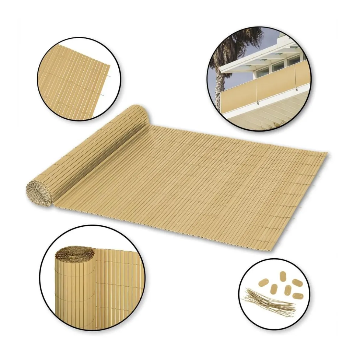 Ribelli Sichtschutzmatte, aus PVC, 160 x 300 cm, beige - B-Ware gut