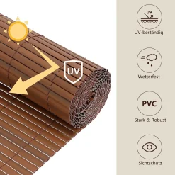 Ribelli Sichtschutzmatte, aus PVC, 120 x 400 cm, braun - B-Ware neuwertig