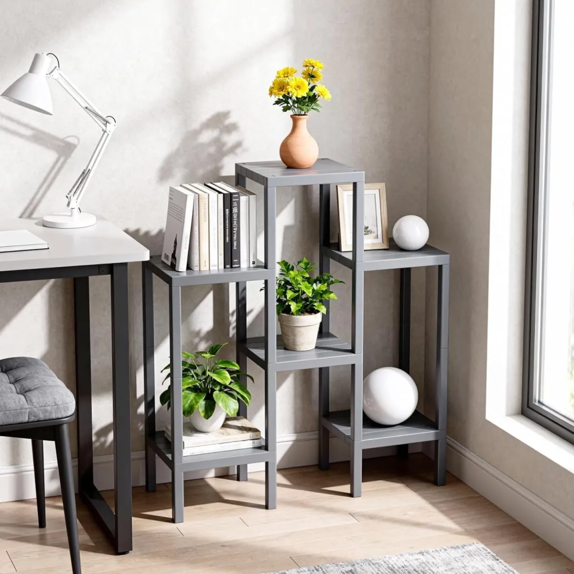 Ribelli 6-stufiges Blumenregal, grau - B-Ware sehr gut