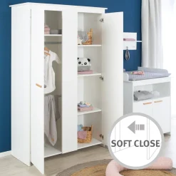 roba Kleiderschrank 'Anton' 2-türig, weiß mit modernen Holzgriffen - B-Ware neuwertig