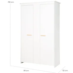 roba Kleiderschrank 'Anton' 2-türig, weiß mit modernen Holzgriffen - B-Ware Transportschaden Kosmetisch