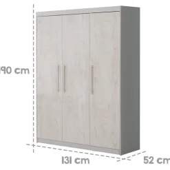 roba Kleiderschrank 'Maren 2', 3-türig, Lichtgrau/weiß - B-Ware neuwertig
