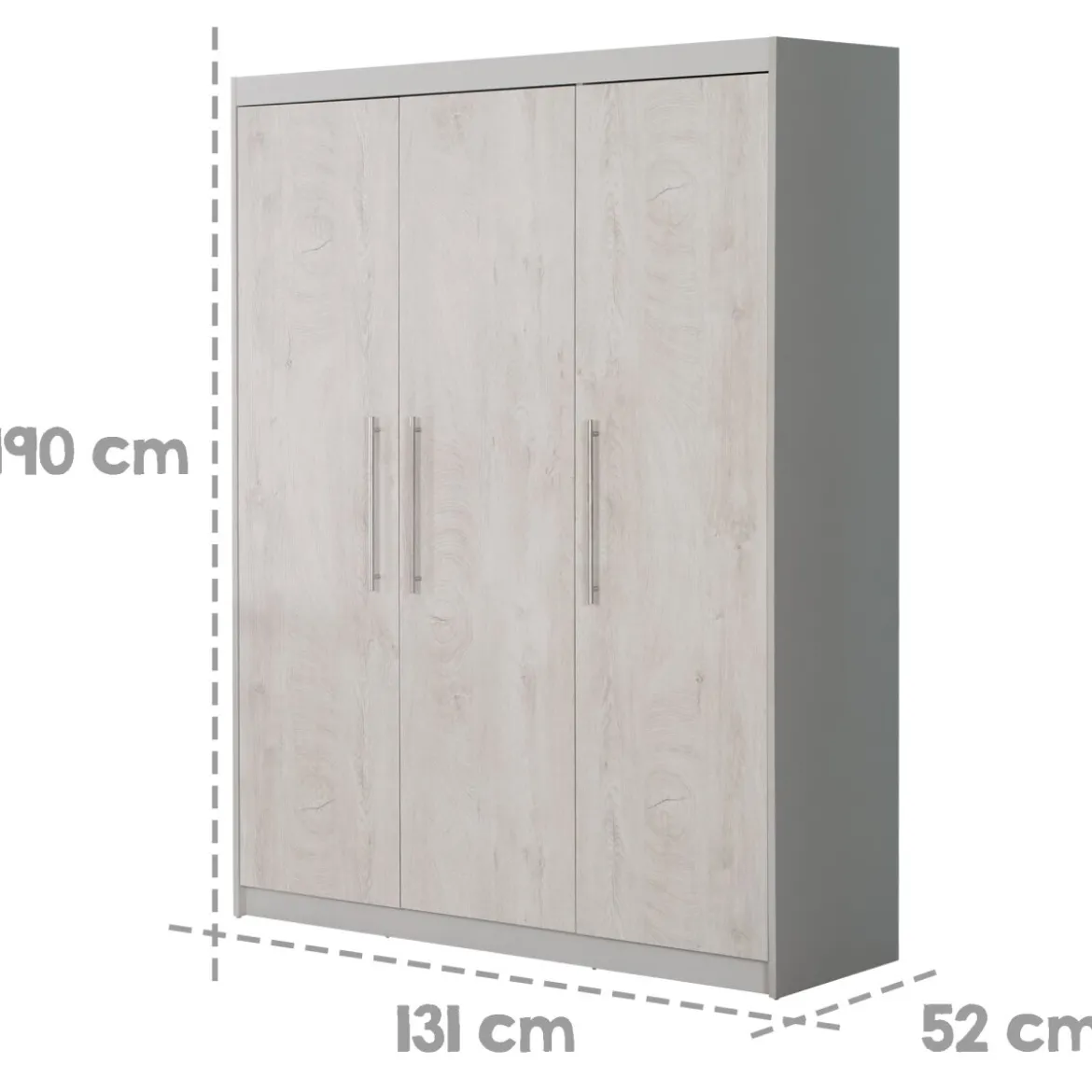 roba Kleiderschrank 'Maren 2', 3-türig, Lichtgrau/weiß - B-Ware neuwertig