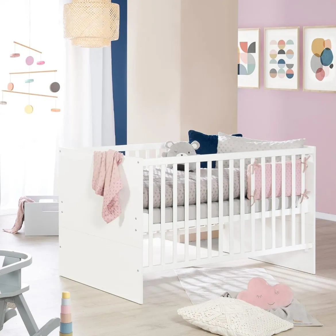 roba Kombi-Kinderbett 'Anton' 70 x140 cm, Babybett umbaubar zum Juniorbett, inkl. Umbauecken, 3-Fach höhenverstellbar - B-Ware