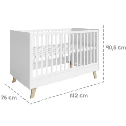 roba Kombi-Kinderbett 'Smile', 70 x 140 cm, Füße aus Eiche massiv / weiß - B-Ware sehr gut