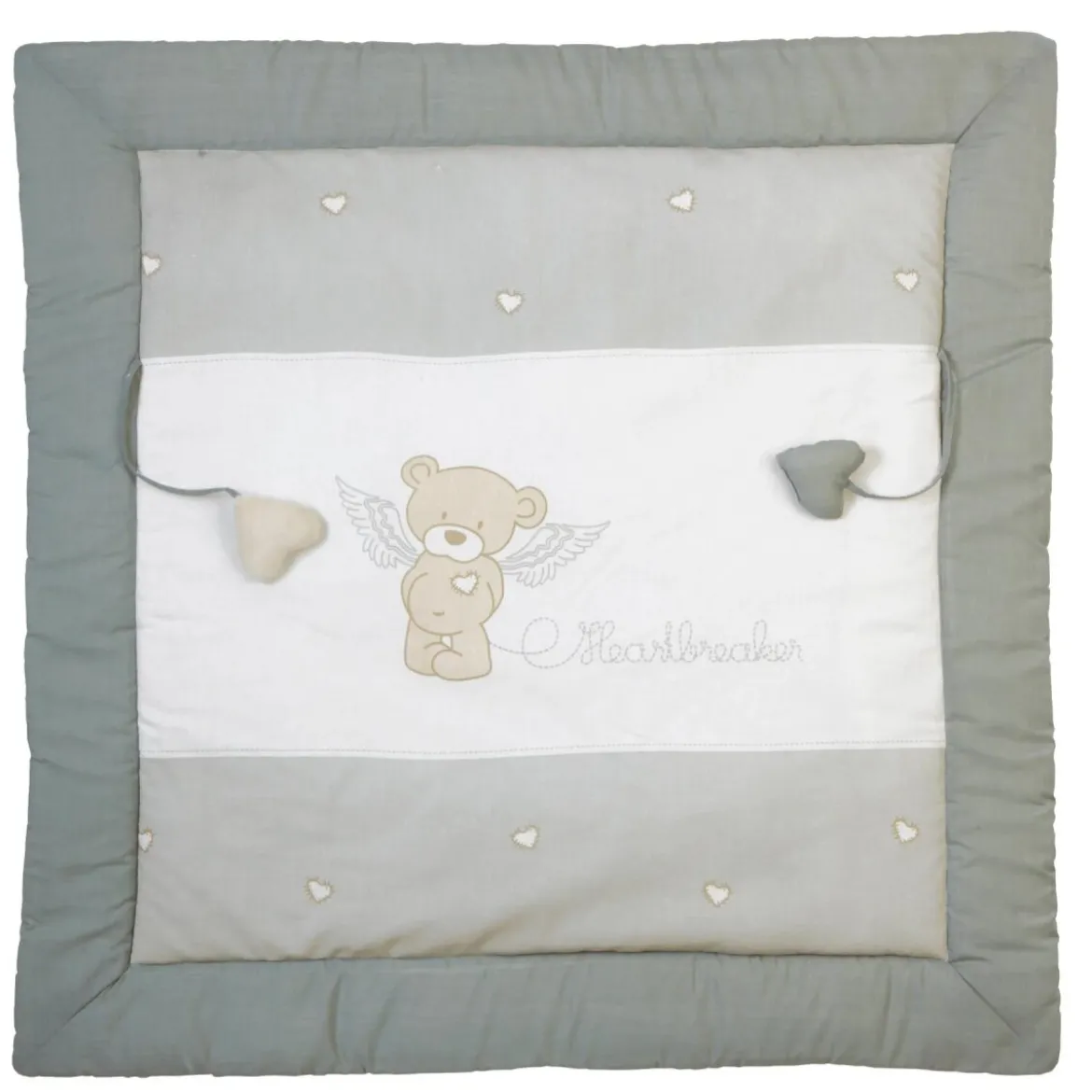 roba Krabbeldecke 'Heartbreaker', 100 x 100 cm, Spiel-/ Laufgittereinlage, grau - B-Ware neuwertig