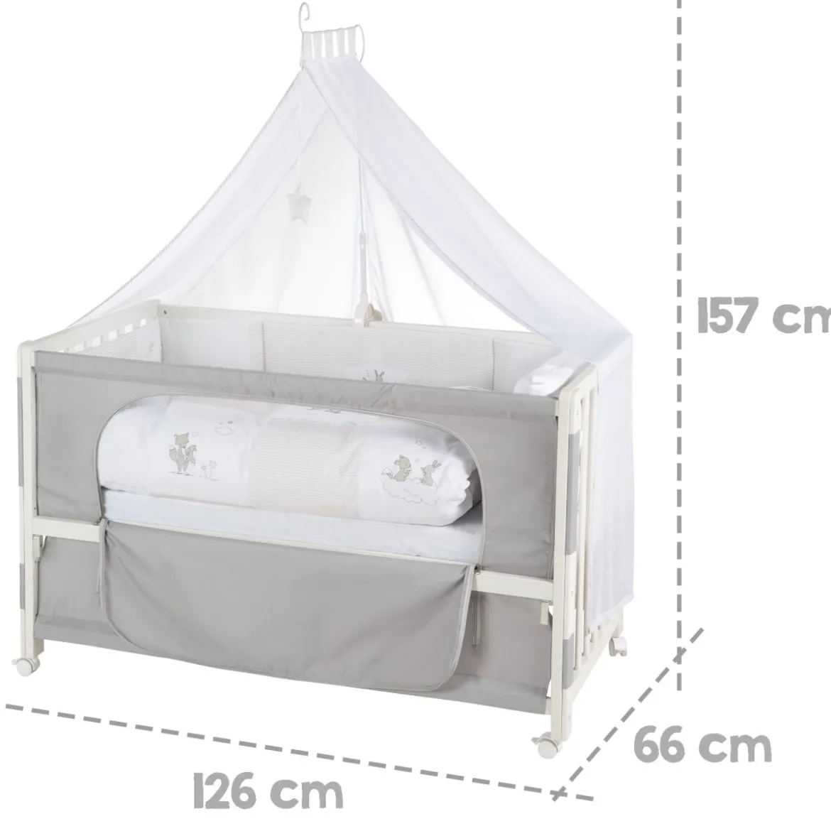 roba Room Bed 'Fox & Bunny', 60 x 120 cm, höhenverstellbar - B-Ware sehr gut