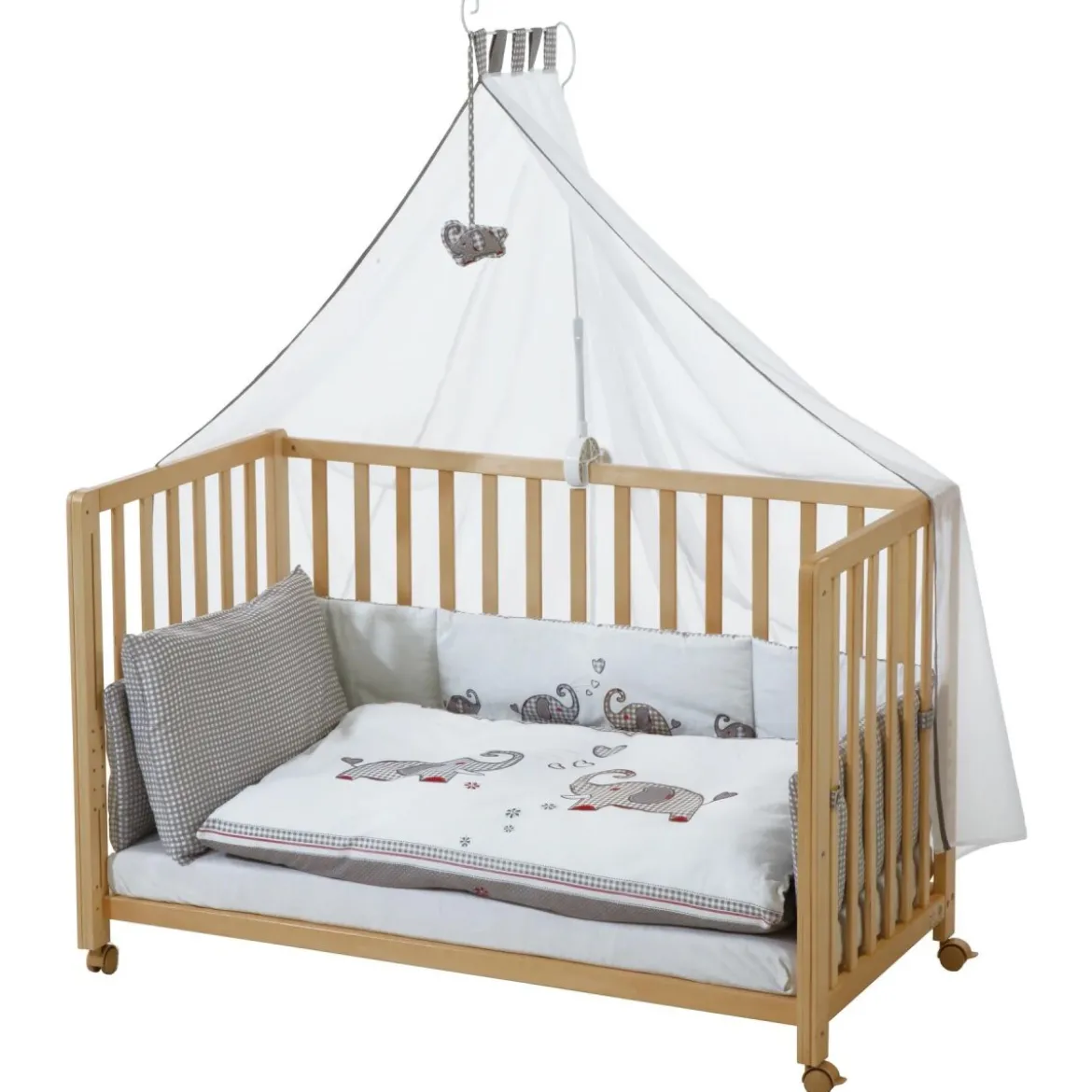 roba Room Bed 'Jumbo Twins', 60 x 120 cm, Beistellbett zum Elternbett mit kompletter Ausstattung - B-Ware neuwertig