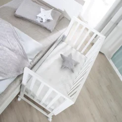 roba Stuben- & Beistellbett 3in1 mit Barriere + Matratze, Holz weiß - B-Ware sehr gut