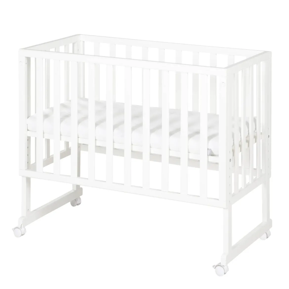 roba Stuben- & Beistellbett 3in1 mit Barriere + Matratze, Holz weiß - B-Ware sehr gut