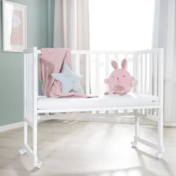 roba Stuben- & Beistellbett 3in1 mit Barriere + Matratze, Holz weiß - B-Ware sehr gut