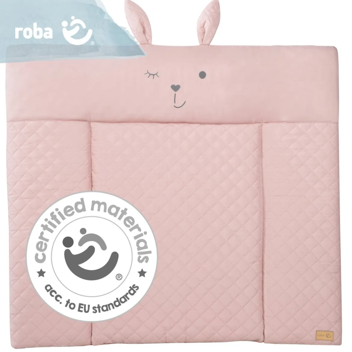 roba Wickelauflage soft 'roba Style' rosa, 85 x 75 cm, abwischbar, mit Hasengesicht 'Lily'- B-Ware