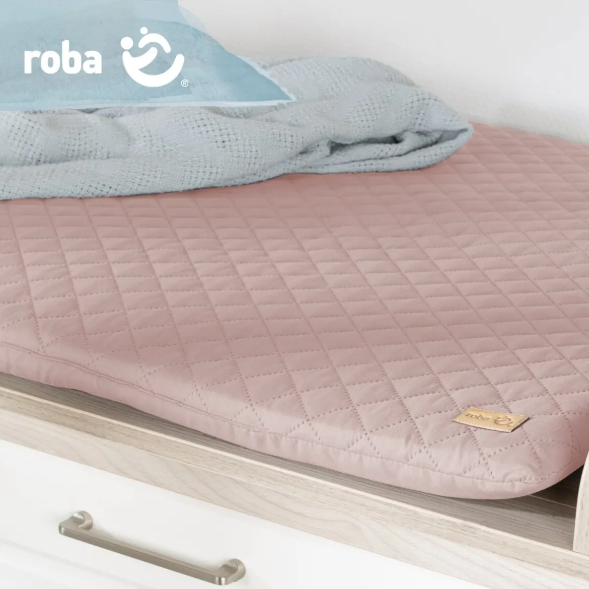 roba Wickelauflage soft 'roba Style', 85 x 75 cm, abwischbar, rosa/mauve - B-Ware neuwertig