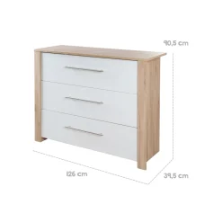 roba Wickelkommode 'Malo', Eiche sägerau / Weiß - B-Ware neuwertig