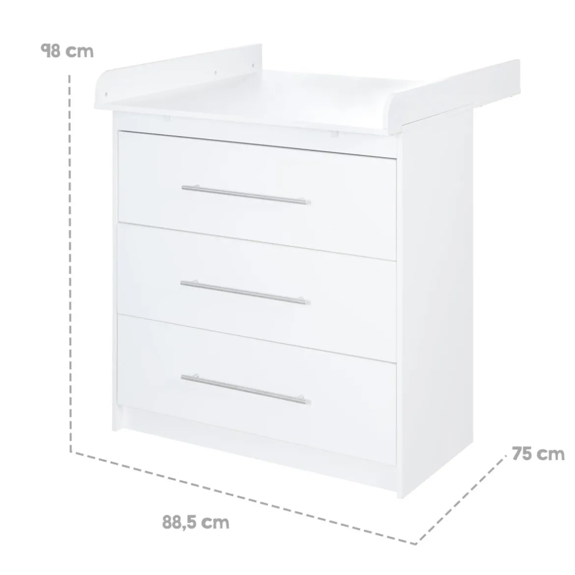 roba Wickelkommode 'Maren' mit abnehmbarem Aufsatz, schmal, 3 Schubladen, Wickelhöhe 90,5 cm - B-Ware
