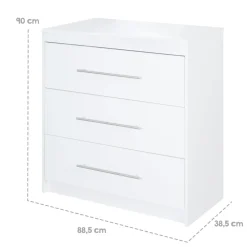 roba Wickelkommode 'Maren' mit abnehmbarem Aufsatz, schmal, 3 Schubladen, Wickelhöhe 90,5 cm - B-Ware