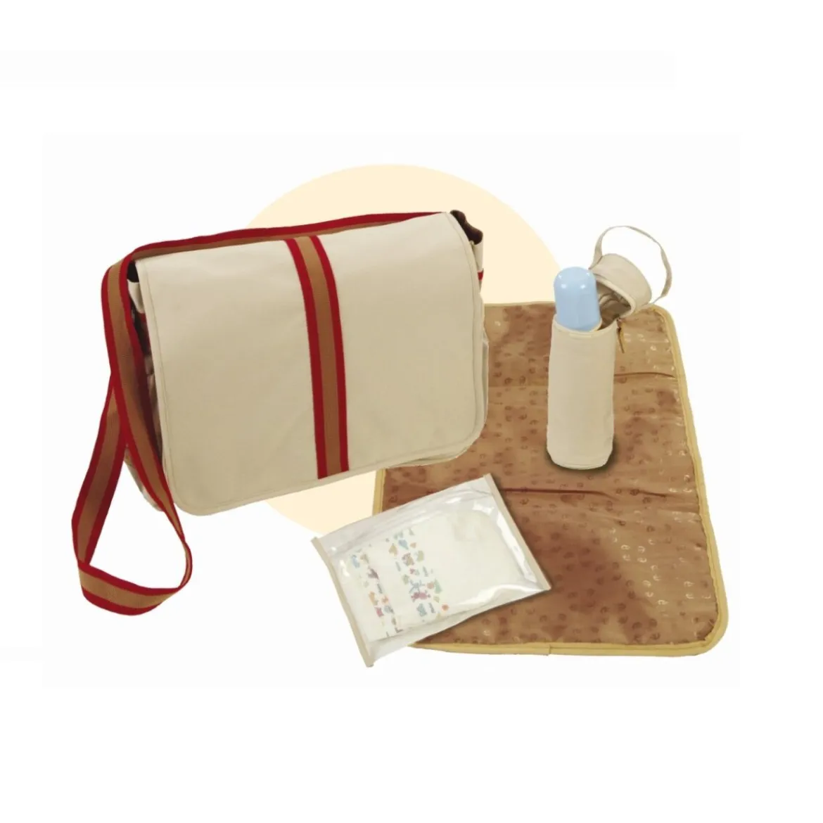 roba Wickeltasche inkl Wickelplatte, Windelbeutel und Flaschenschutz, canvas beige - B-Ware neuwertig