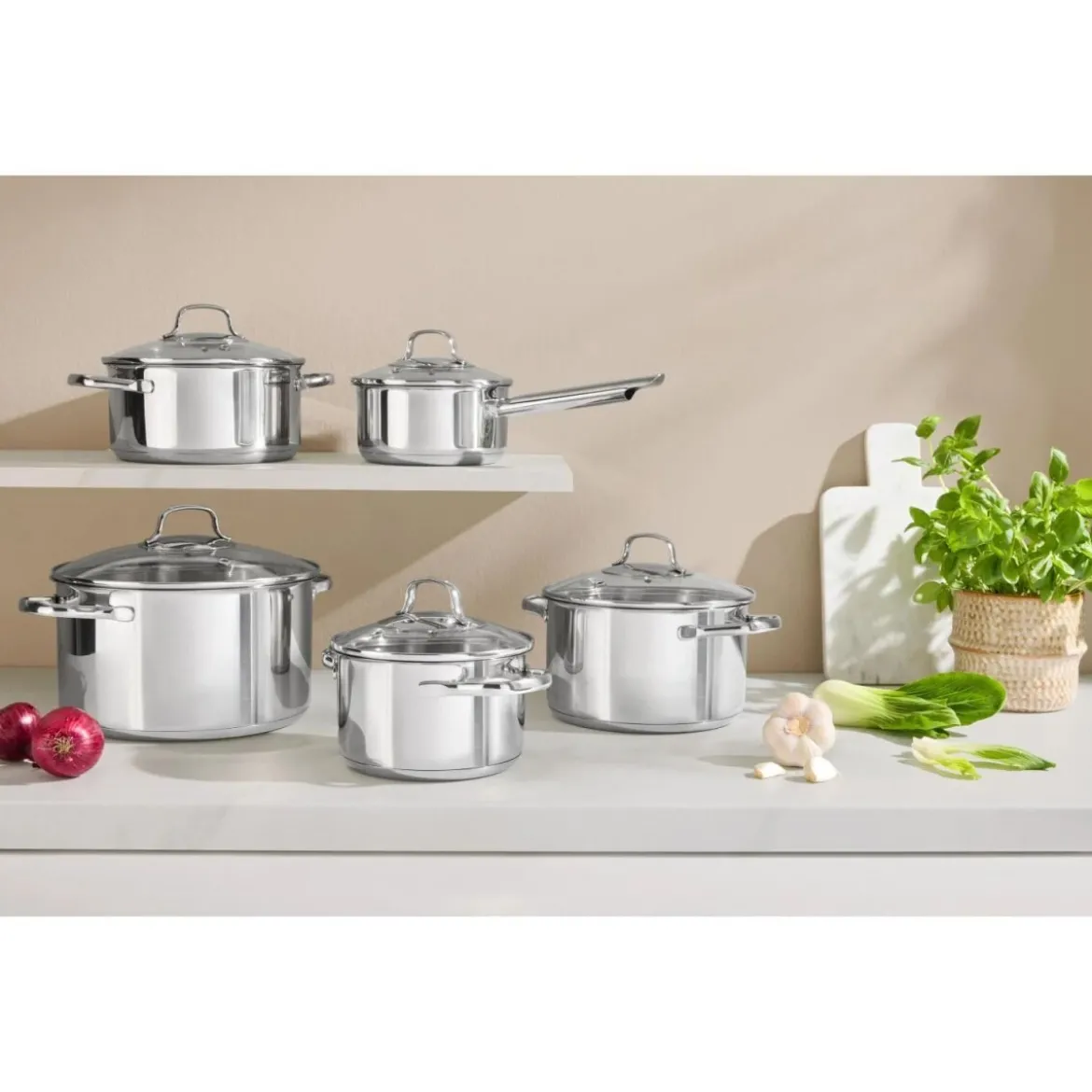 SILVERCREST® Edelstahl-Topf-Set, 10-teilig - B-Ware