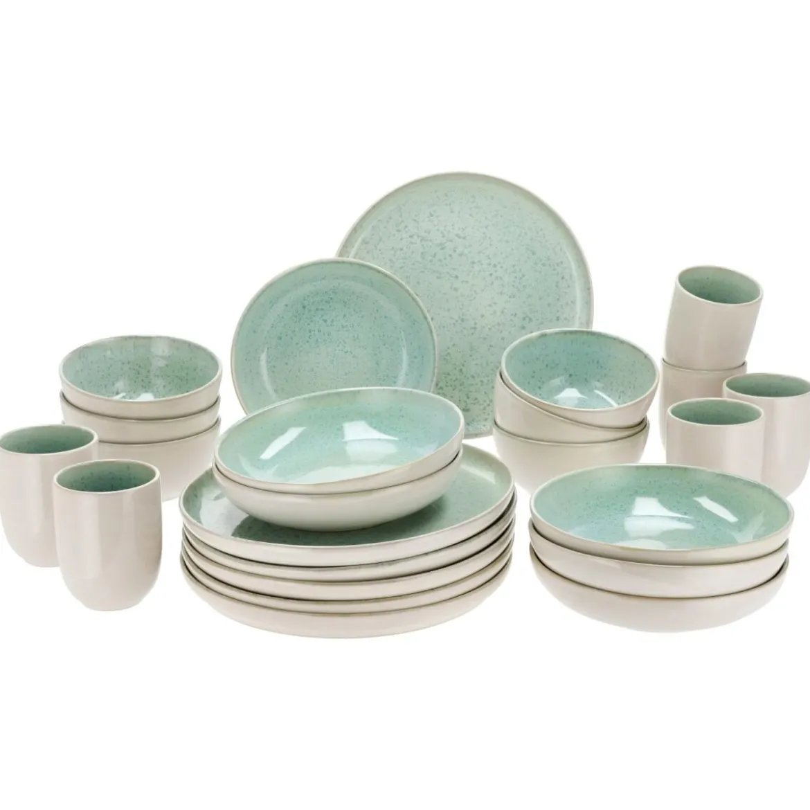 SILVERCREST® Geschirrset »Porto«, 24-teilig (Grün) - B-Ware sehr gut
