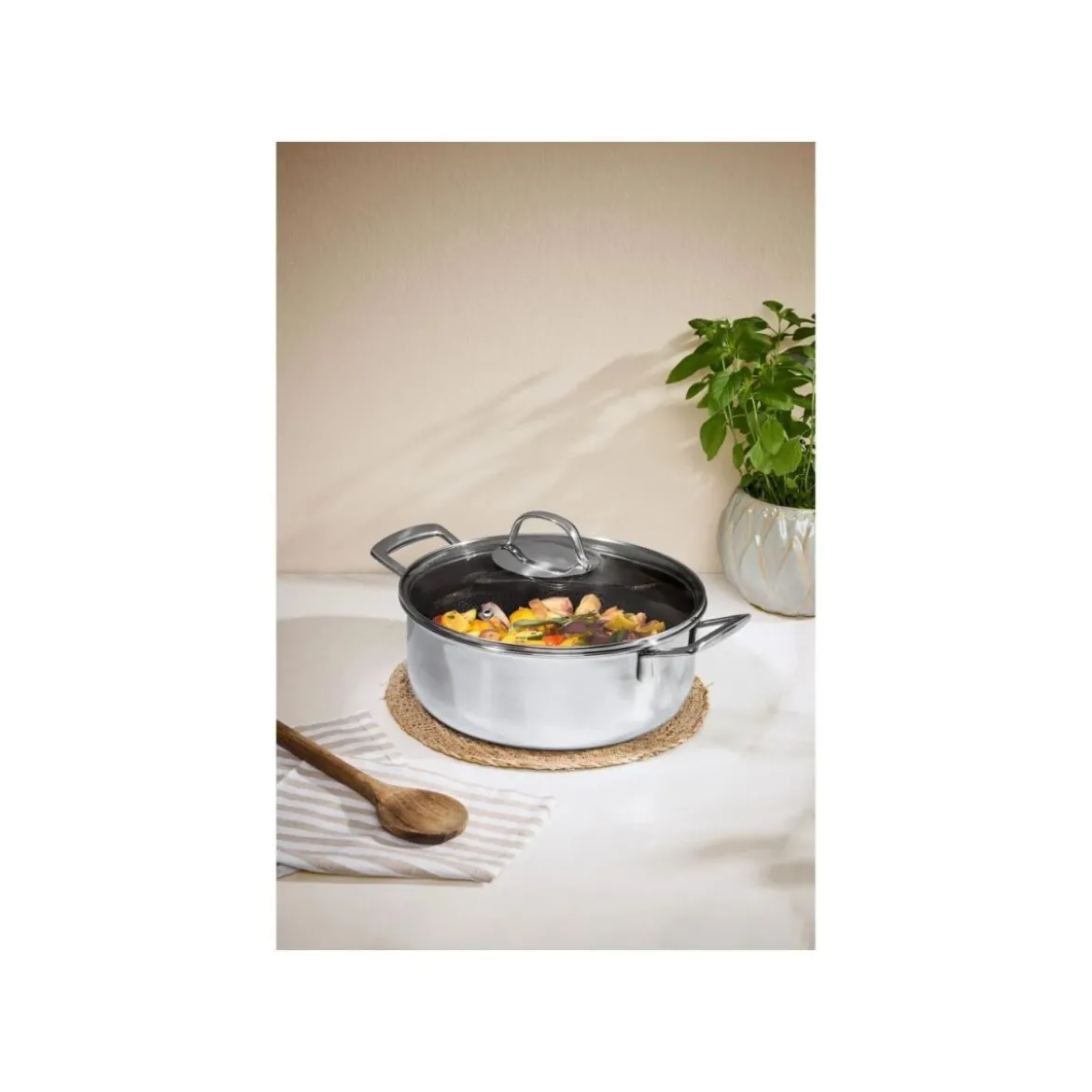 SILVERCREST® Premium-Edelstahltopf, mit Wabenstruktur, Ø 24 cm - B-Ware neuwertig