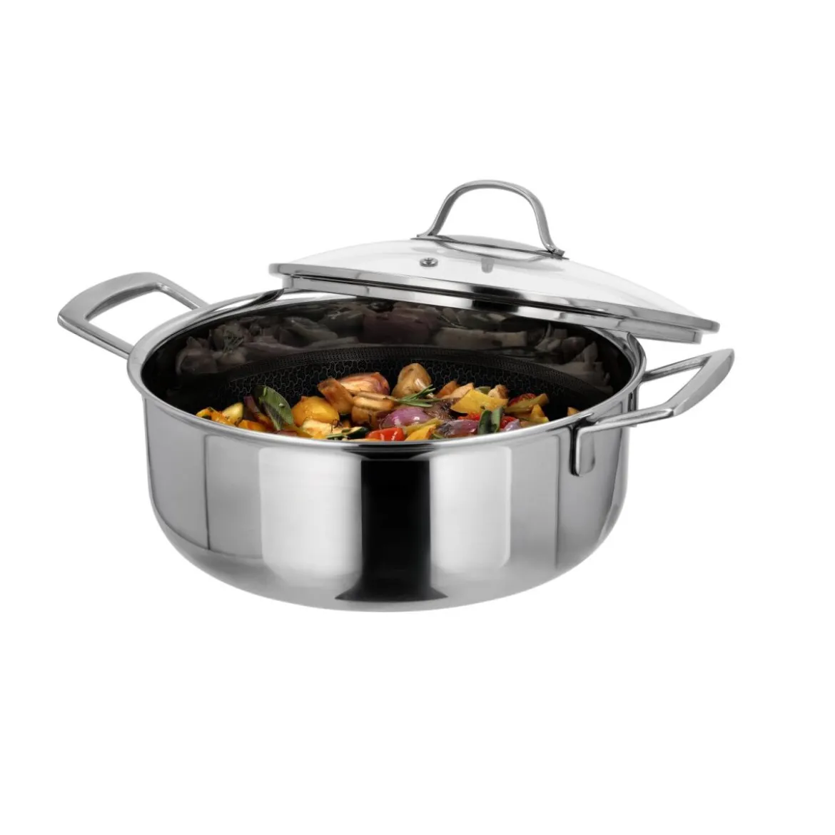 SILVERCREST® Premium-Edelstahltopf, mit Wabenstruktur, Ø 24 cm - B-Ware neuwertig