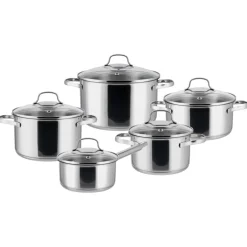 SILVERCREST® Topf-Set, 5-teilig, Edelstahl, Premium (Glasdeckel) - B-Ware sehr gut