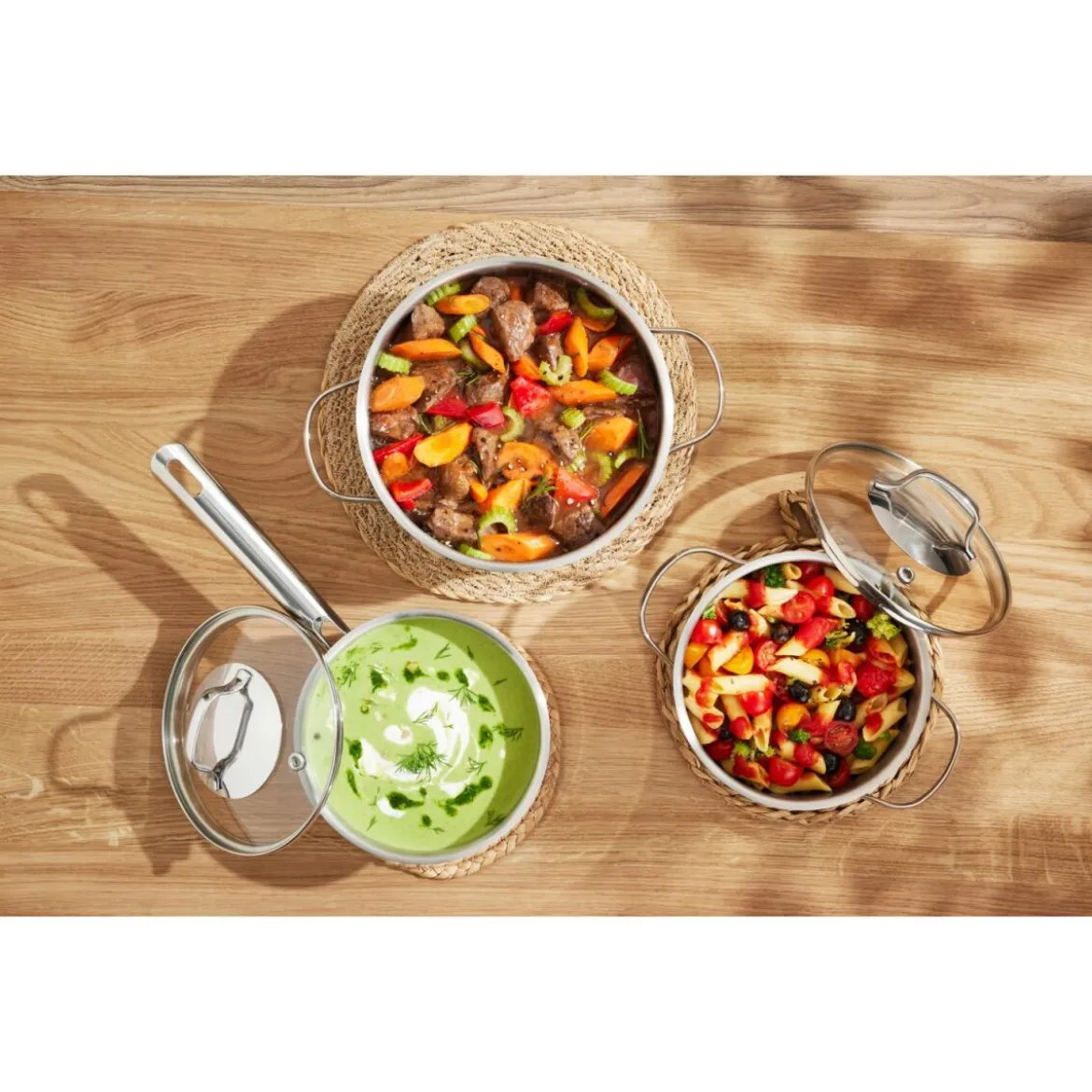 SILVERCREST® Topf-Set, 5-teilig, Edelstahl, Premium (Glasdeckel) - B-Ware sehr gut