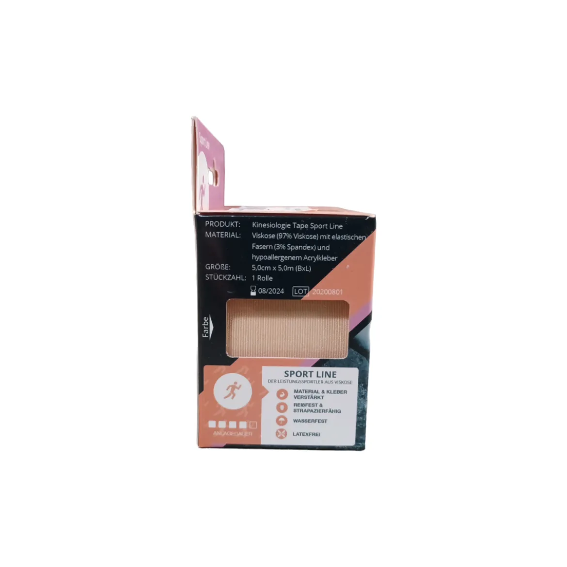 Tape Factory 24 Kinesiologie Tape Sport Line, 1 Rolle, 5,0 cm x 5,0 m, beige