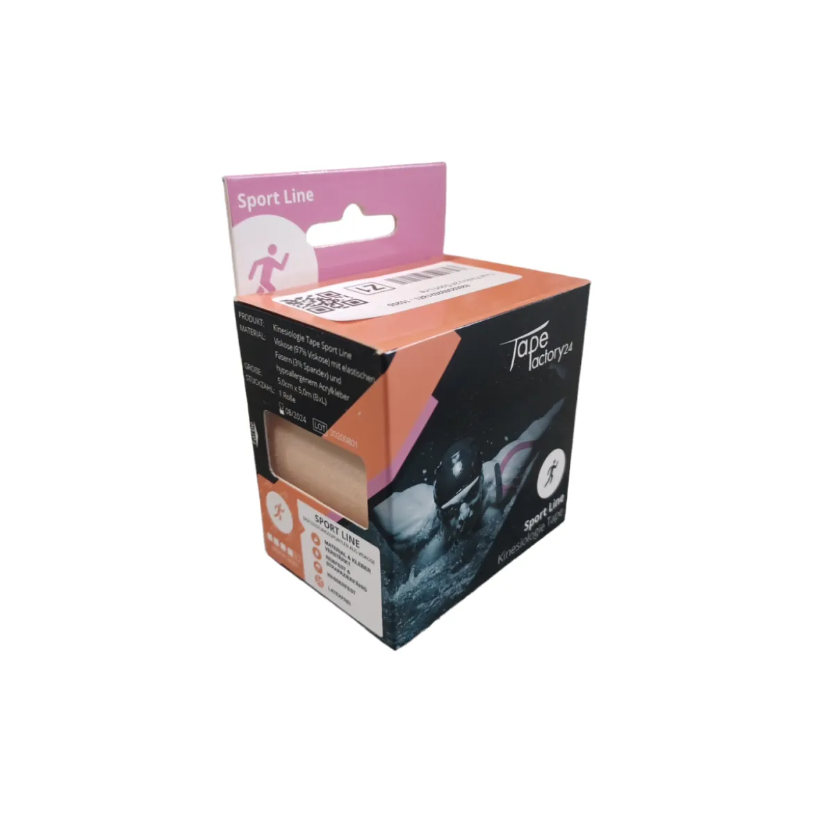 Tape Factory 24 Kinesiologie Tape Sport Line, 1 Rolle, 5,0 cm x 5,0 m, beige