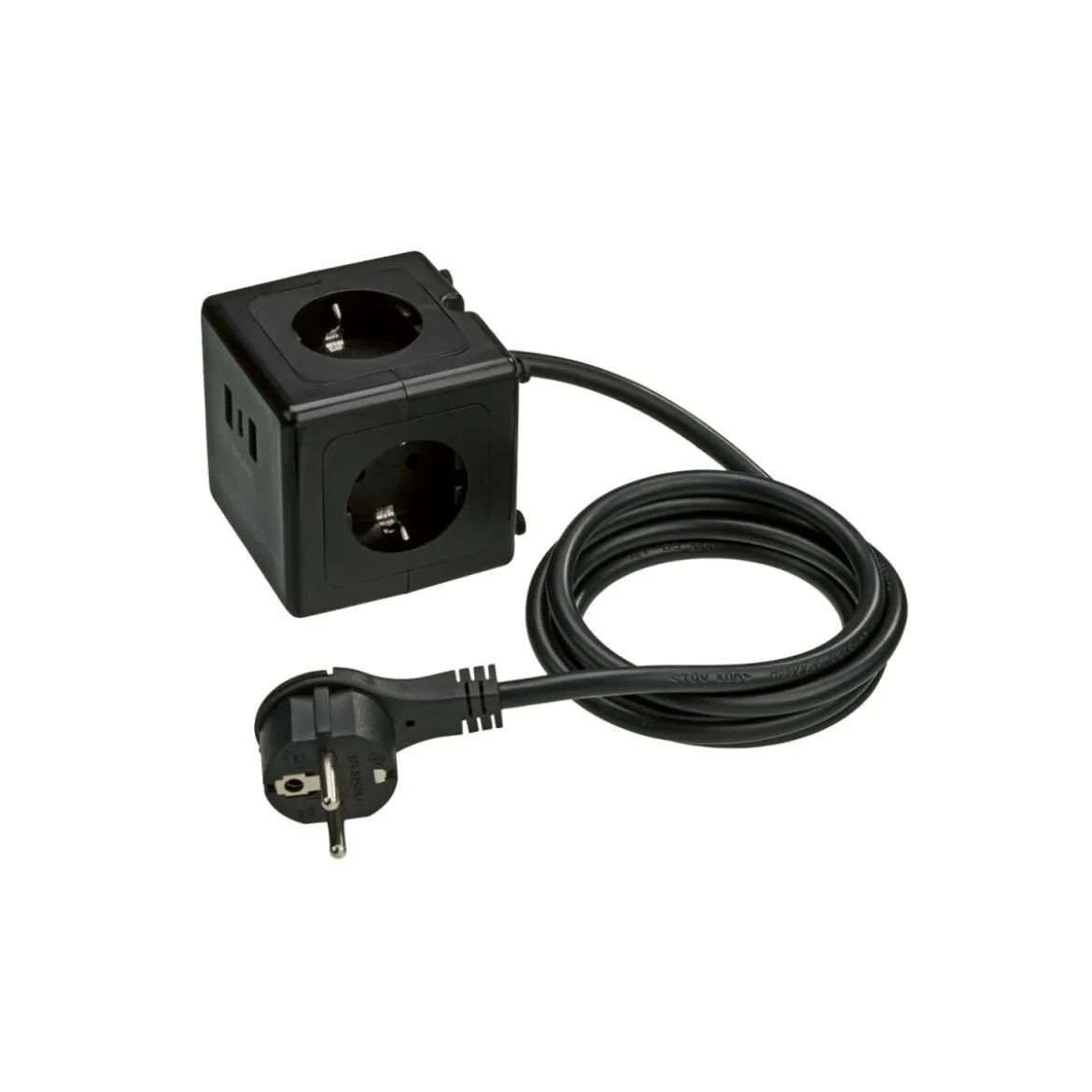 TRONIC® Steckdosenwürfel mit USB-Anschlüssen, schwarz - B-Ware neuwertig